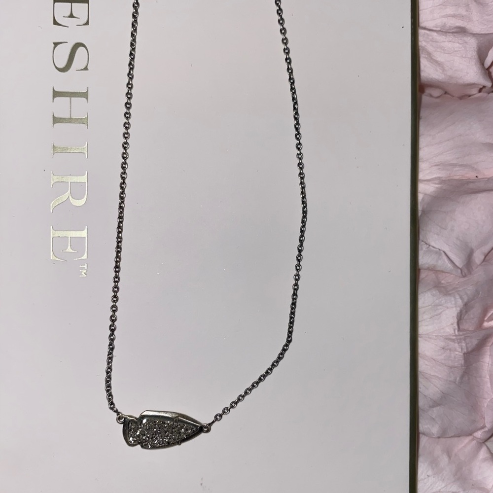 Kendra Scott silver platinum drusy necklace